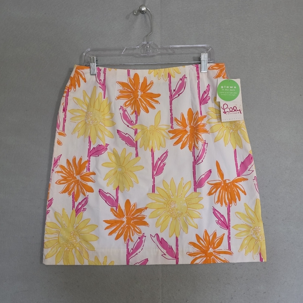 NWT Vtg Lilly Pulitzer Daisey Floral Lined Skirt Glows In The Dark Size 10